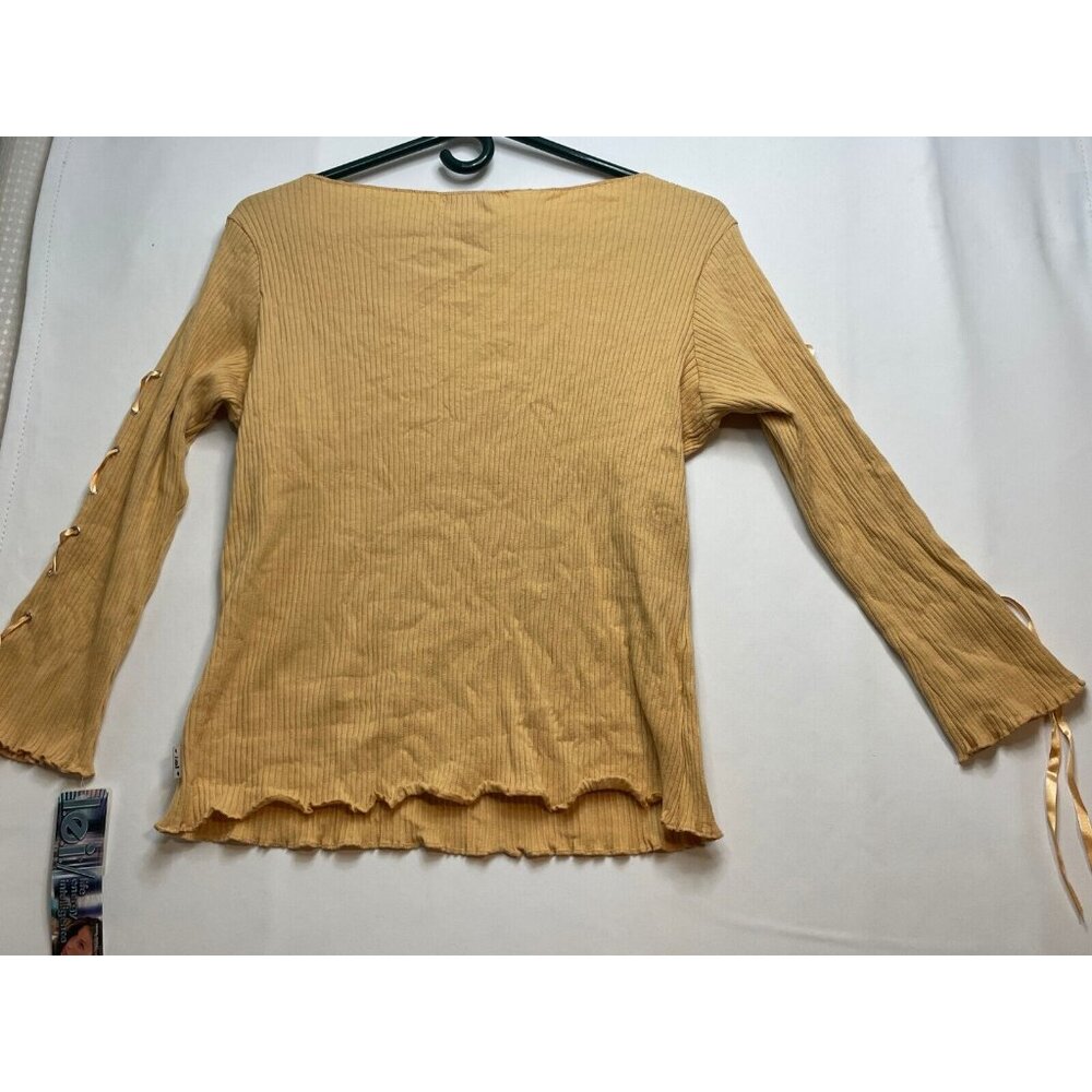 L.E.I. long sleeve shirt womens XL ribbon boat collar LEI L4F27000 tan new - Picture 2 of 11